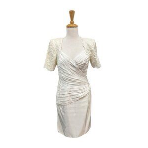 Tadashi Vintage Off White Embroidered Lace Wedding Dress Size 10